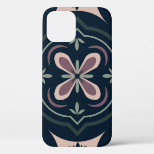 earthy coloured floral geometric tiles iPhone 12 pro case