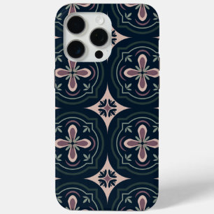 earthy coloured floral geometric tiles iPhone 15 pro max case