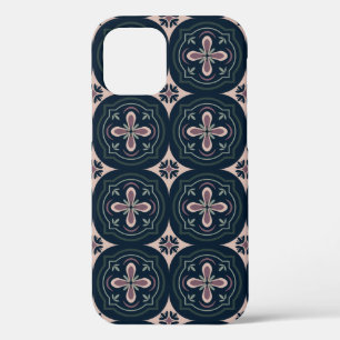 earthy coloured floral geometric tiles iPhone 12 pro case