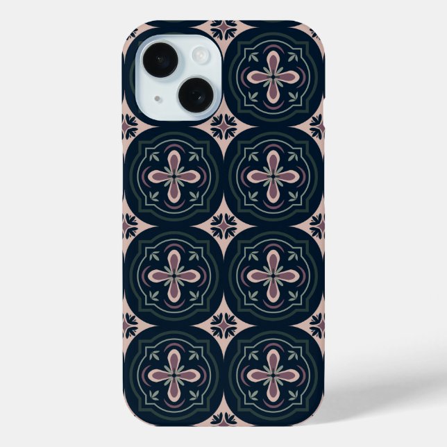 earthy coloured floral geometric tiles Case-Mate iPhone case (Back)