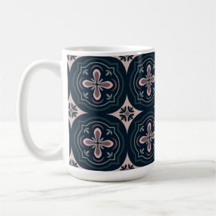earthy coloured floral geometric tiles coffee mug