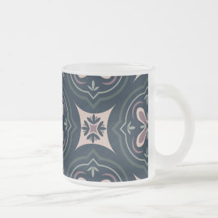 earthy coloured floral geometric tiles frosted glass coffee mug