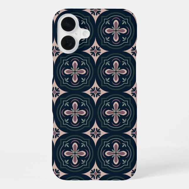 earthy coloured floral geometric tiles iPhone case (Back)