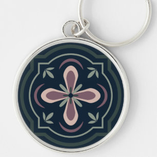 earthy coloured floral geometric tiles key ring
