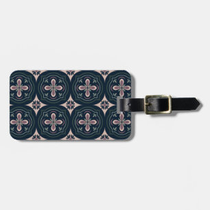 earthy coloured floral geometric tiles luggage tag