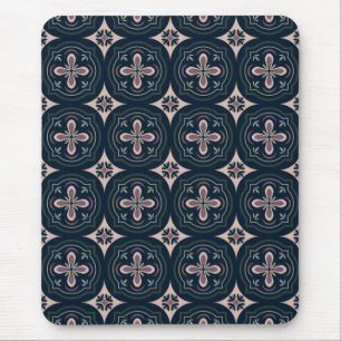 earthy coloured floral geometric tiles mouse mat
