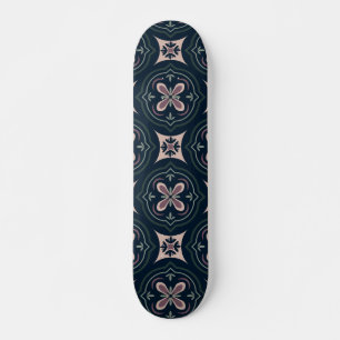earthy coloured floral geometric tiles skateboard