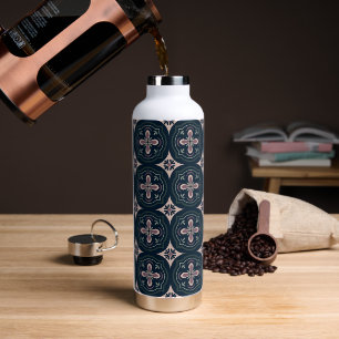 earthy coloured floral geometric tiles water bottle