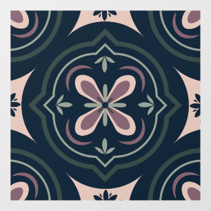 earthy coloured floral geometric tiles window cling