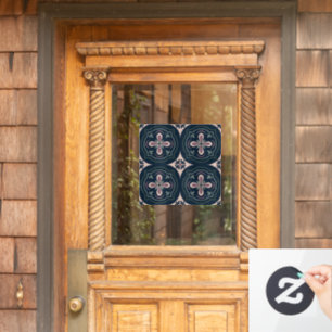 earthy coloured floral geometric tiles window cling