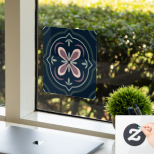 earthy coloured floral geometric tiles window cling