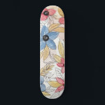 Earthy Coloured Watercolor Floral Leaves Art Skateboard<br><div class="desc">This elegant and modern watercolor pattern is perfect for the trendy and stylish woman. It features hand-painted earthy coloured watercolor flowers, leaves, and geometric pattern in golden yellow, tan, blue, red, and black on top of a white background. It's pretty, artsy, unique, and original. Enjoy this hand-painted piece done by...</div>
