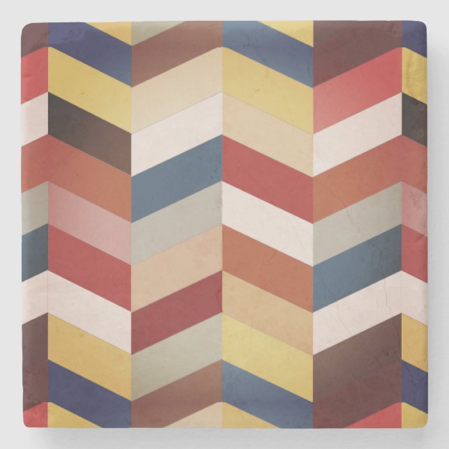 Earthy Colourful Chevron Pattern  Stone Coaster (Front)