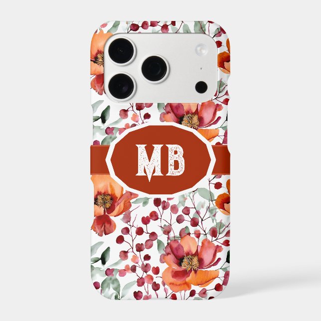 Earthy Colours, Fall Flowers Monogrammed (Back)