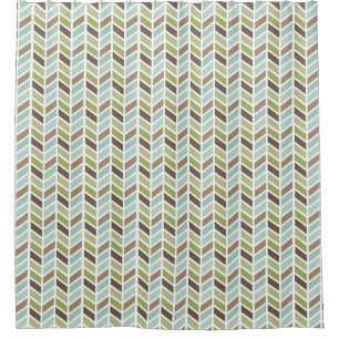 Earthy Colours Herringbone Pattern Design Shower Curtain