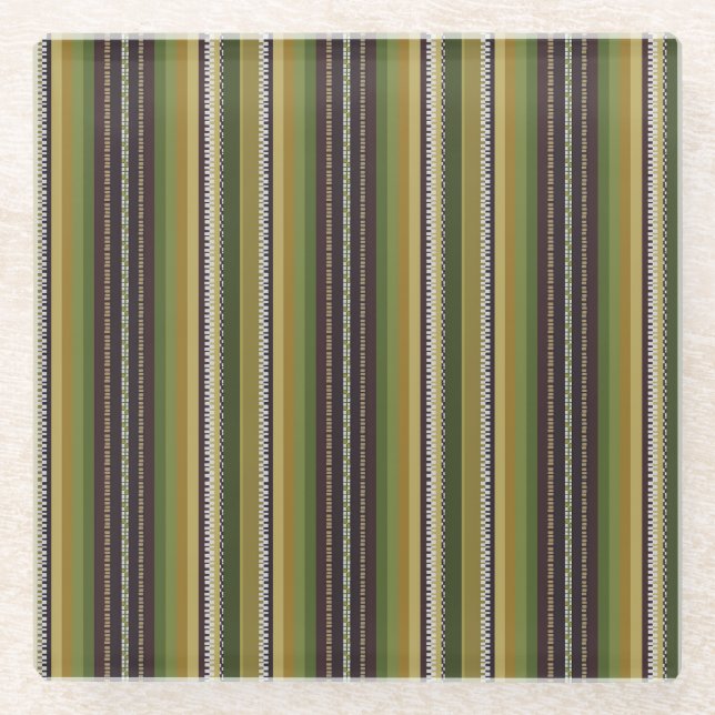 Earthy Colours Latvian Skirt Stripes Traditional Glass Coaster (Front)