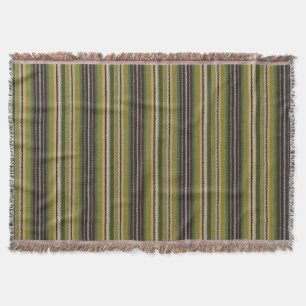 Earthy Colours Latvian Skirt Stripes Traditional Throw Blanket