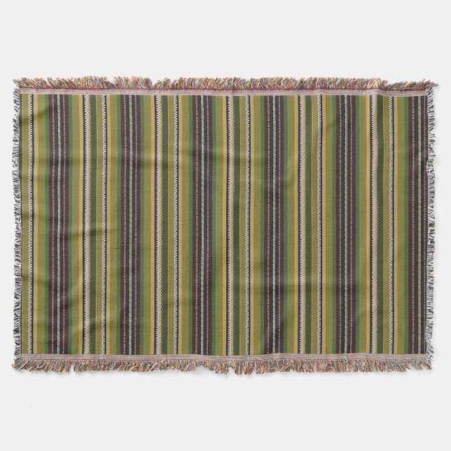 Earthy Colours Latvian Skirt Stripes Traditional Throw Blanket (Front)