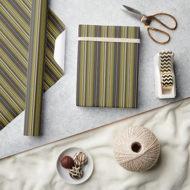Earthy Colours Latvian Skirt Stripes Traditional Wrapping Paper (Crafts)