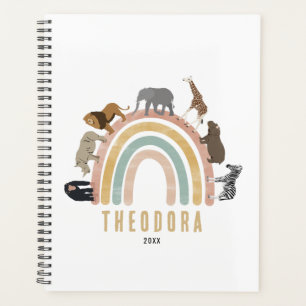 Earthy Colours Watercolor Rainbow Jungle Animals Planner