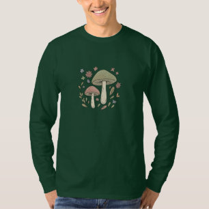 Earthy Cottagecore Mushroom Botanical Graphic T-Shirt