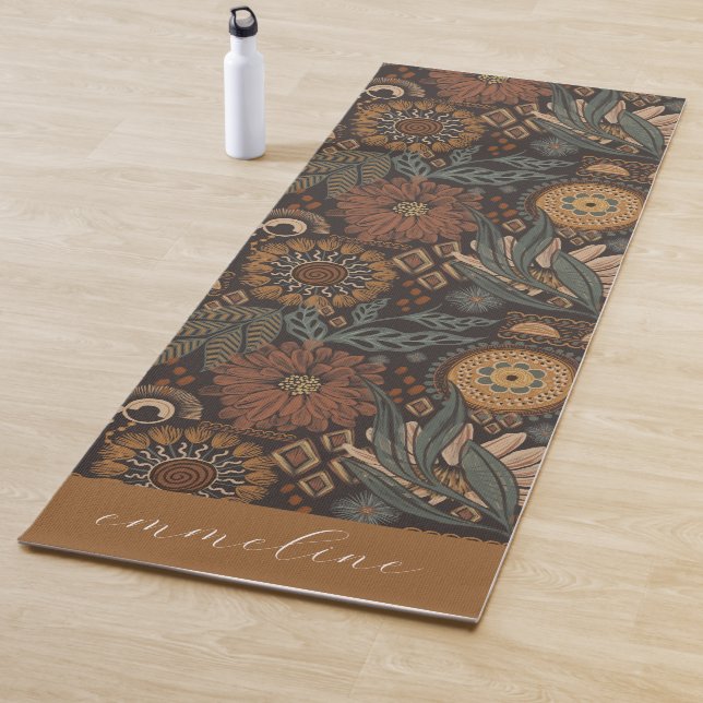 Earthy Dark Botanical Personalised Yoga Mat (In Situ)