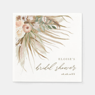 Earthy Dried Pampas Grass Floral Wedding Bridal Napkin