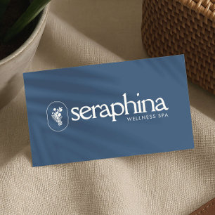 Earthy Elegance Logo Beauty, Wellness, Spa Blue Business Card