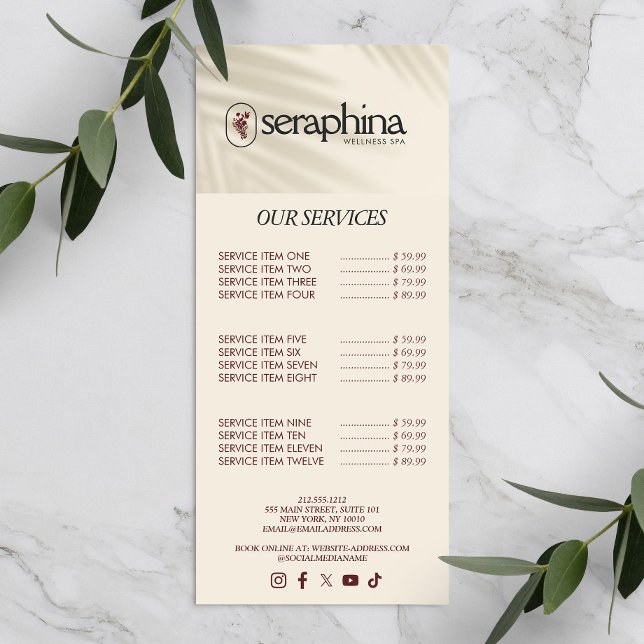 Earthy Elegance Logo Beauty, Wellness, Spa Ivory Rack Card (Creator Uploaded)