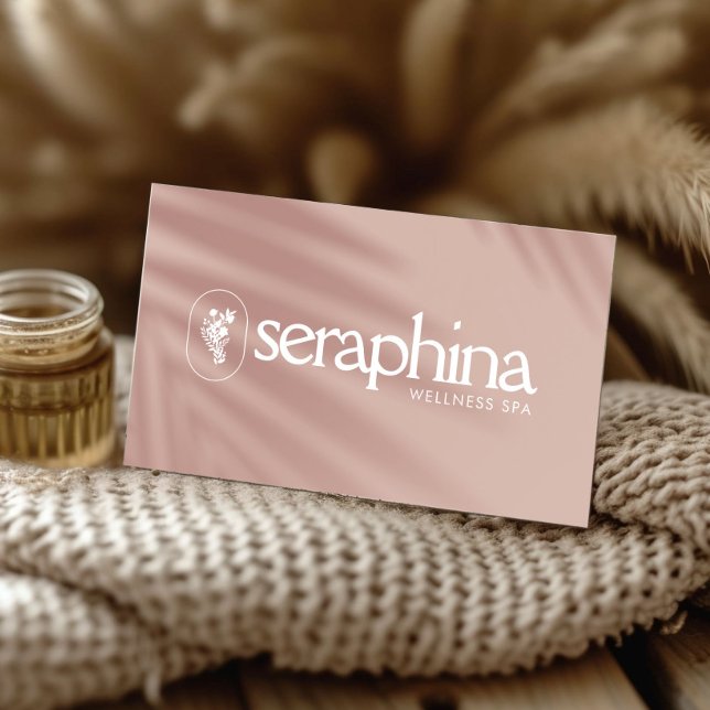 Earthy Elegance Logo Beauty, Wellness, Spa Pink Business Card (Creator Uploaded)
