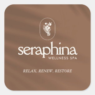 Earthy Elegance Logo Beauty, Wellness, Spa Rust Square Sticker