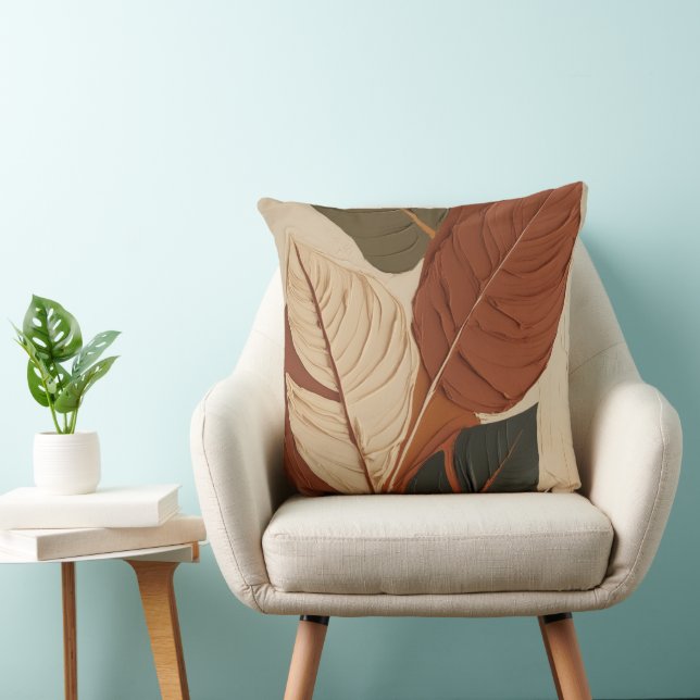 Earthy Elegance | Modigliani Leaf Art Cushion (Chair)