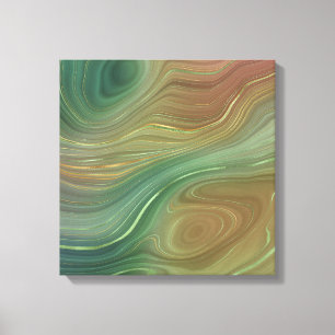 Earthy Emerald Strata Green and Golden Ink Agate Canvas Print