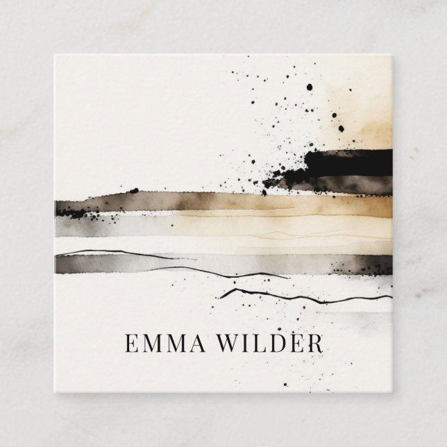 Earthy Ethereal Abstract Watercolor Business Card (Front)