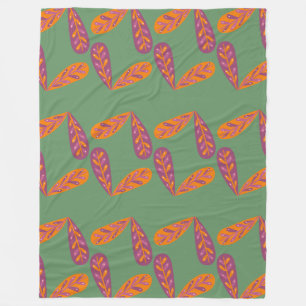 Earthy Feather Pattern Fleece Blanket