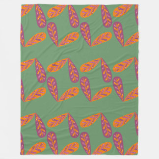 Earthy Feather Pattern Fleece Blanket