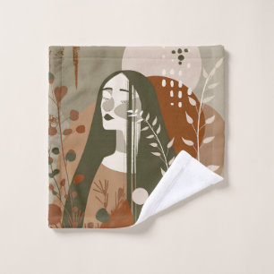 Earthy Feminine Brown Green Wash Cloth