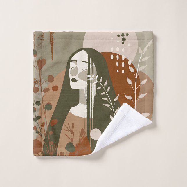 Earthy Feminine Brown Green Wash Cloth (Wash Cloth)
