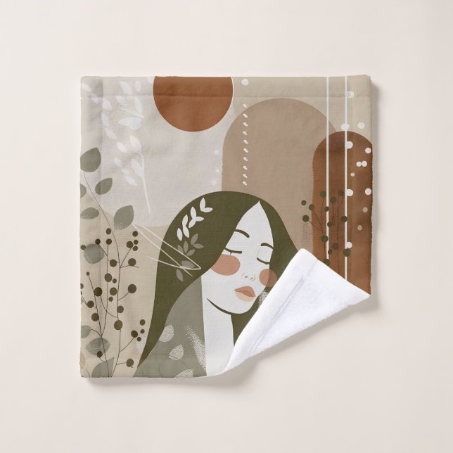 Earthy Feminine Brown Green Wash Cloth (Wash Cloth)