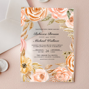 Earthy Floral Fall Autumn Wedding Acrylic Invitations