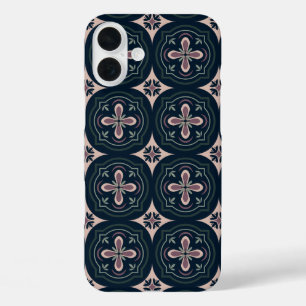 Earthy Floral Geometric Tiles iPhone 16 Plus Case