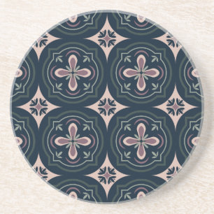 Earthy Floral Geometric Tiles Coaster