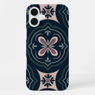 Earthy Floral Geometric Tiles iPhone 16 Plus Case