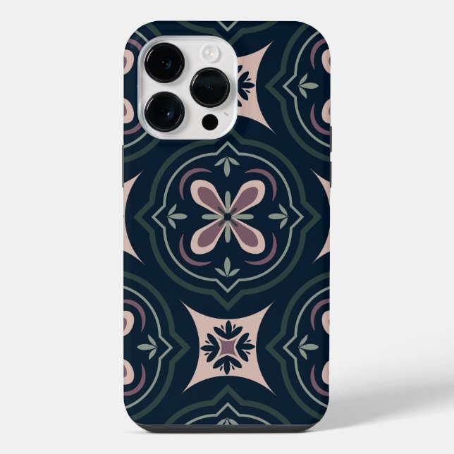 Earthy Floral Geometric Tiles iPhone Case (Back)