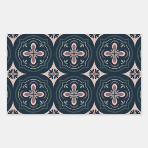 Earthy Floral Geometric Tiles Rectangular Sticker