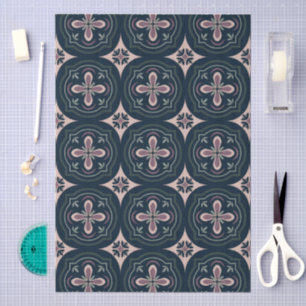 Earthy Floral Geometric Tiles Tissue Paper