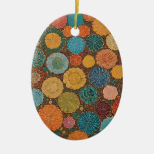 Earthy Floral Mosaic Pattern Ornament
