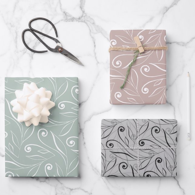 Earthy Floral Swirls  Wrapping Paper Sheet (Front)