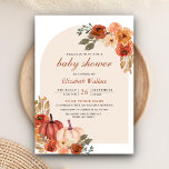 Earthy Floral Terracotta Pumpkin Baby Shower Invitation<br><div class="desc">Amaze your guests with this elegant baby shower invite featuring beautiful flowers and modern typography. Simply add your event details on this easy-to-use template to make it a one-of-a-kind invitation.</div>