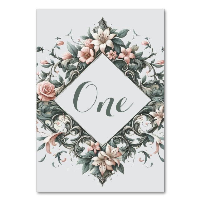 Earthy Floral Vine Table Number (Front)